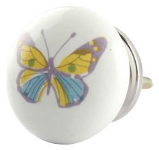 Yellow Butterfly Ceramic Flat Drawer Knob Online